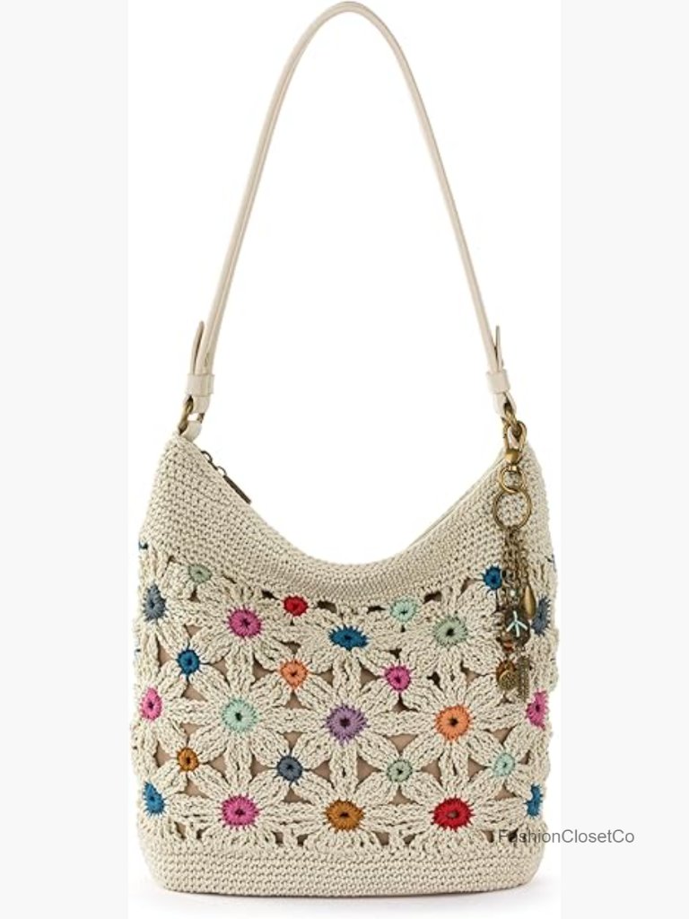 Hand Crochet Large Hobo Bag With Zipper Pocket - Durable Travel Handbag
